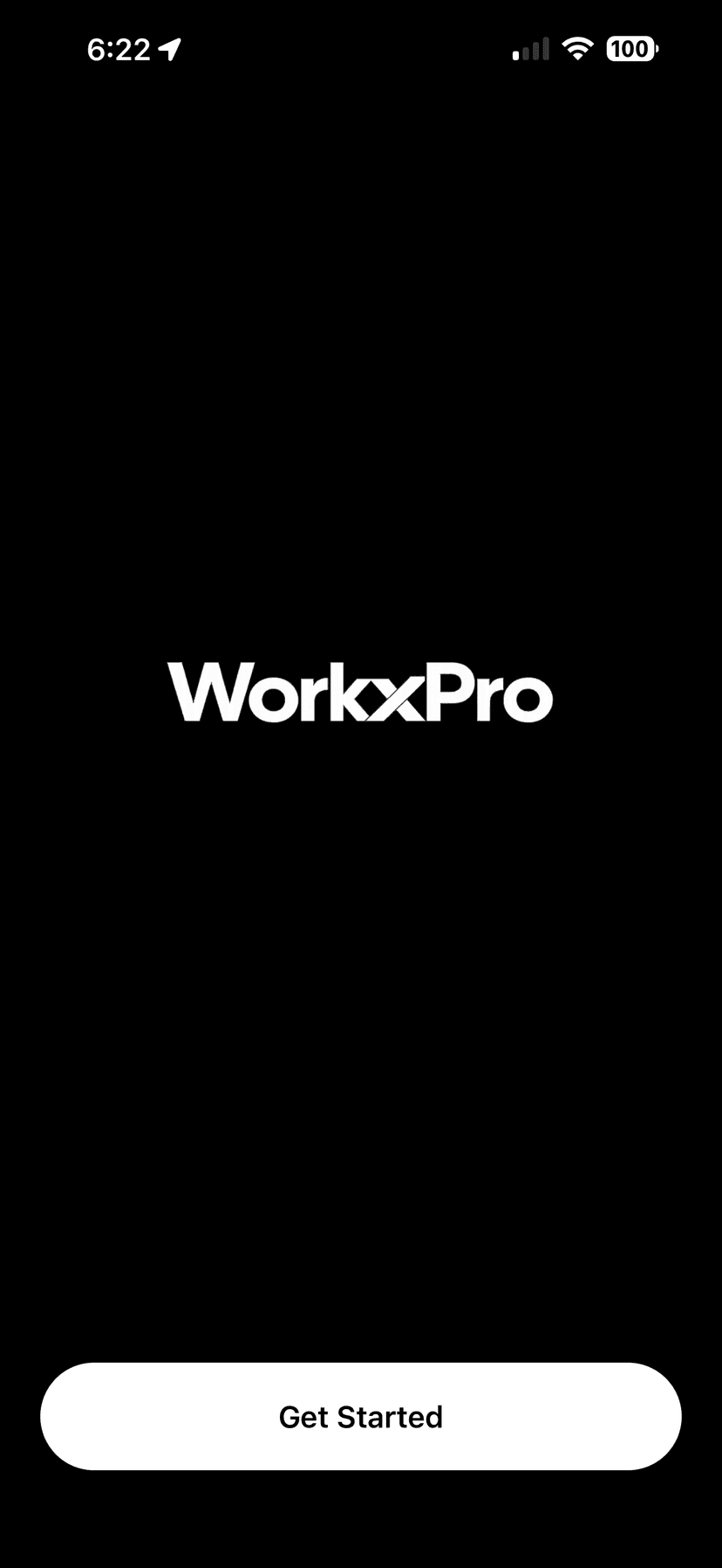 WorkxPro welcome screen